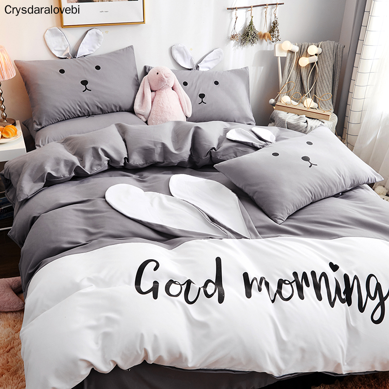 Cute Rubbit Pattern Home Bedding Sets Bed Linen Duvet Cover Flat Sheet Bedding Set Full King Queen Size Bed Set for Kids Room, A-green
Cute Rubbit Pattern Home Bedding Sets Bed Linen Duvet Cover Flat Sheet Bedding Set Full King Queen Size Bed Set for Kids Room, A-green