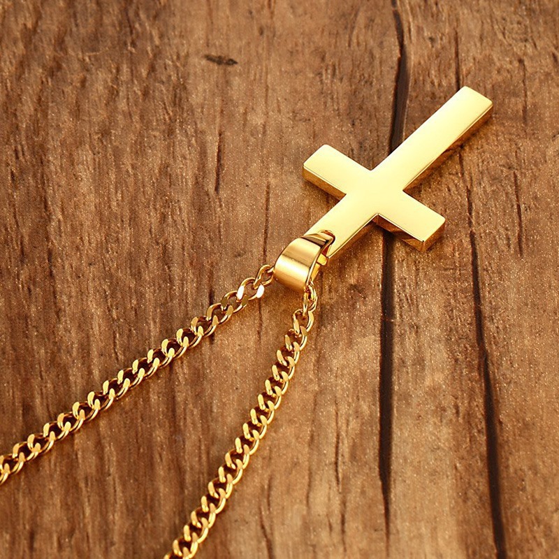 Classical Christian Cross Pendant Necklace for Men Women HipHop Religious Sweater Long Chain Smooth Surface Cross Jewelry Necklaces Women Fashion Gift