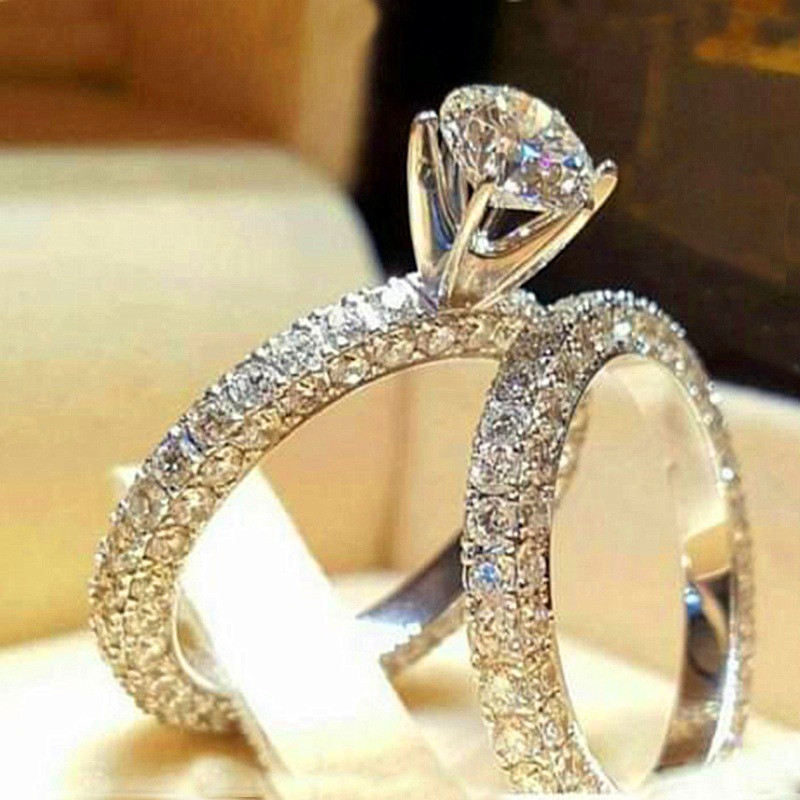 Fashion Female Diamond Wedding Ring Set Fashion 925 Silver White Bridal Sets Jewelry Promise Love Engagement Rings For Women
Fashion Female Diamond Wedding Ring Set Fashion 925 Silver White Bridal Sets Jewelry Promise Love Engagement Rings For Women