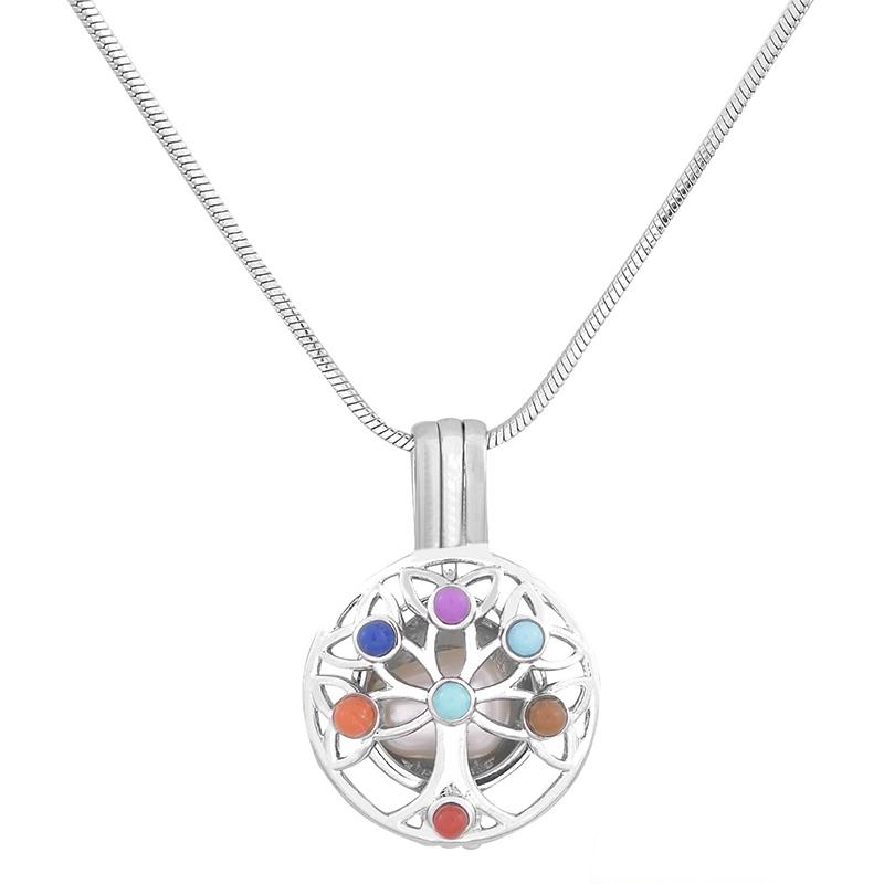 New 7 chakra Yoga Pearl cage Pendant without chain Tree of Life Heart Sanskrit flower Cross Open cages charm For Necklace Jewelry Making