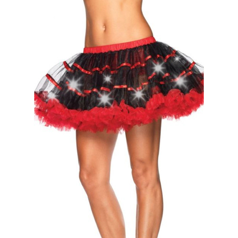 Party Led Light Tutu Skirt Women Halloween Christmas Festival Club Stage Dance Show Mesh Mini Pleated Tulle Petticoat
