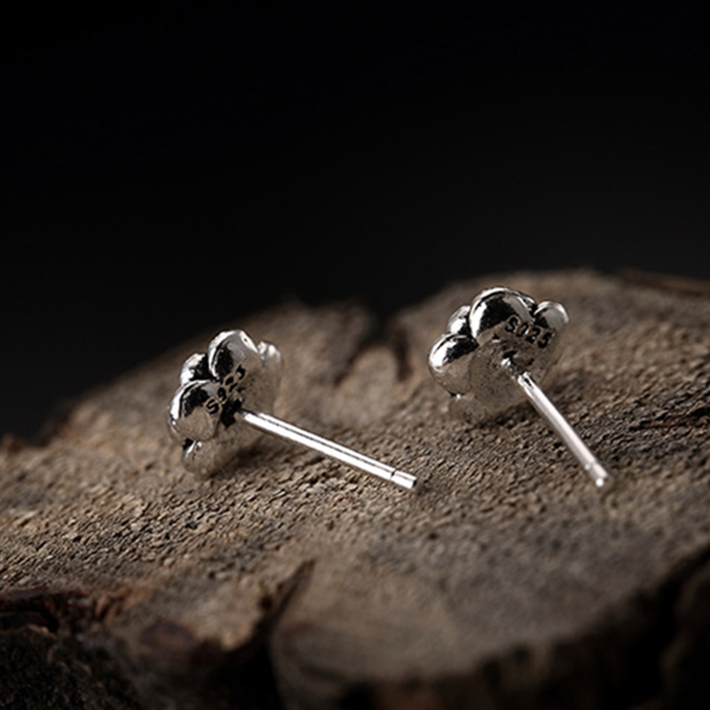 Retro Silver Rose Flower Stud Earrings Jewelry S925 Sterling Silver Prevent Allergy Ear Bone Nail Earrings