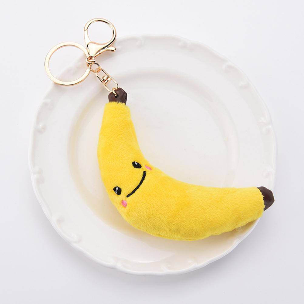 7pcs Plush Key Chains Fashion Fruits Alloy Car Decorations Key Rings Hanging Pendants for Souvenir Purse Plush Key Chains