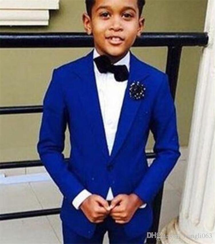 Royal Blue Kids Formal For Wedding Little Groom Tuxedos Two Piece Notched Lapel wer Boys Children Party Suits