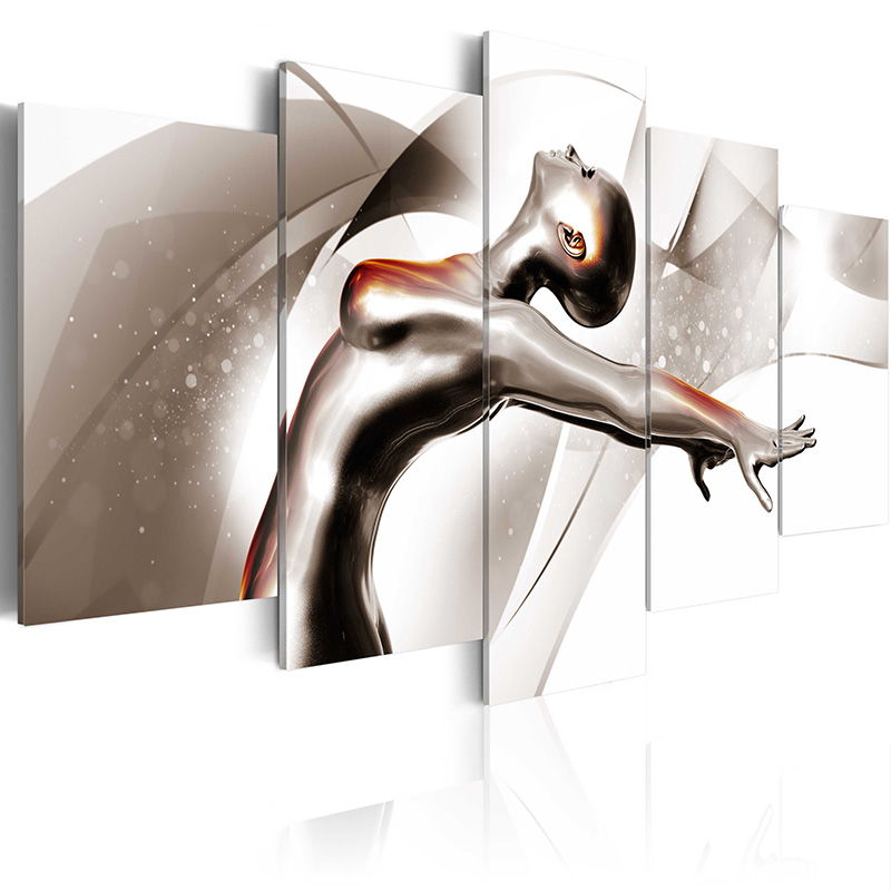 No Frame 5 Panels Modern Canvas Prints Artwork Beautiful Poppy Flower Abstract Dancer Canvas Painting Wall Art Home Decor For Living Room Pi