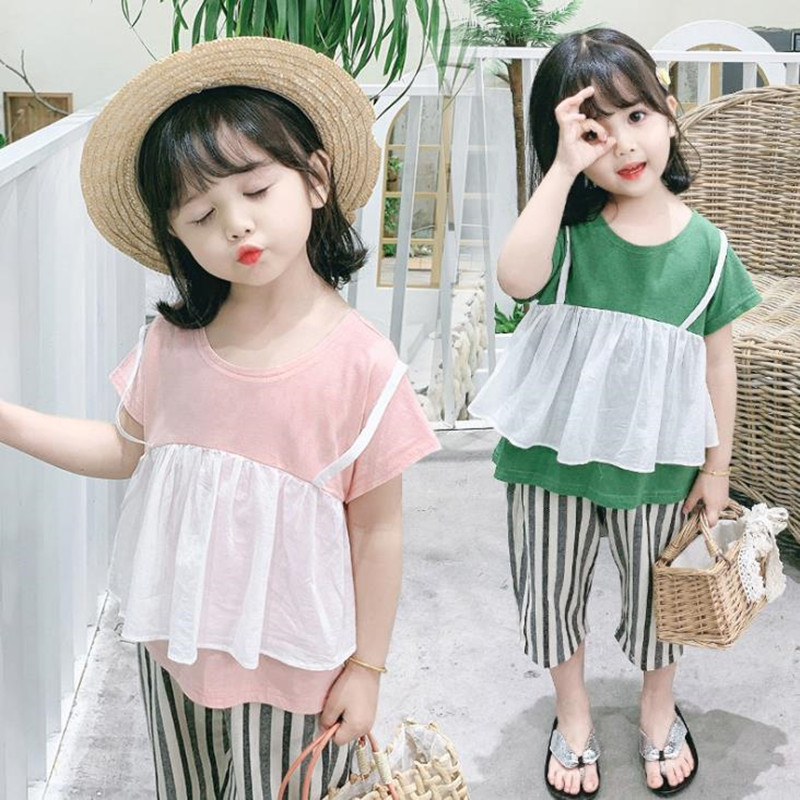 DFXD 2020 Summer Toddler Girls Sets New Short Sleeve Sling T-shirt Loose Striped Pant 2pc Children Clothes Casual Outfit Suit, Green
DFXD 2020 Summer Toddler Girls Sets New Short Sleeve Sling T-shirt Loose Striped Pant 2pc Children Clothes Casual Outfit Suit, Green