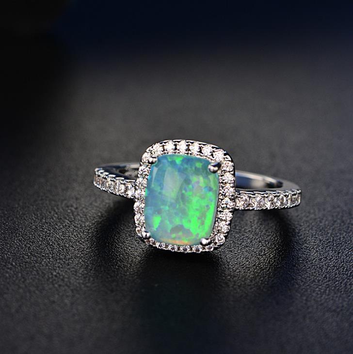 Wholesale-Europe and the United States new simple multicolor opal opal ring fashion big inlaid zircon jewelry
