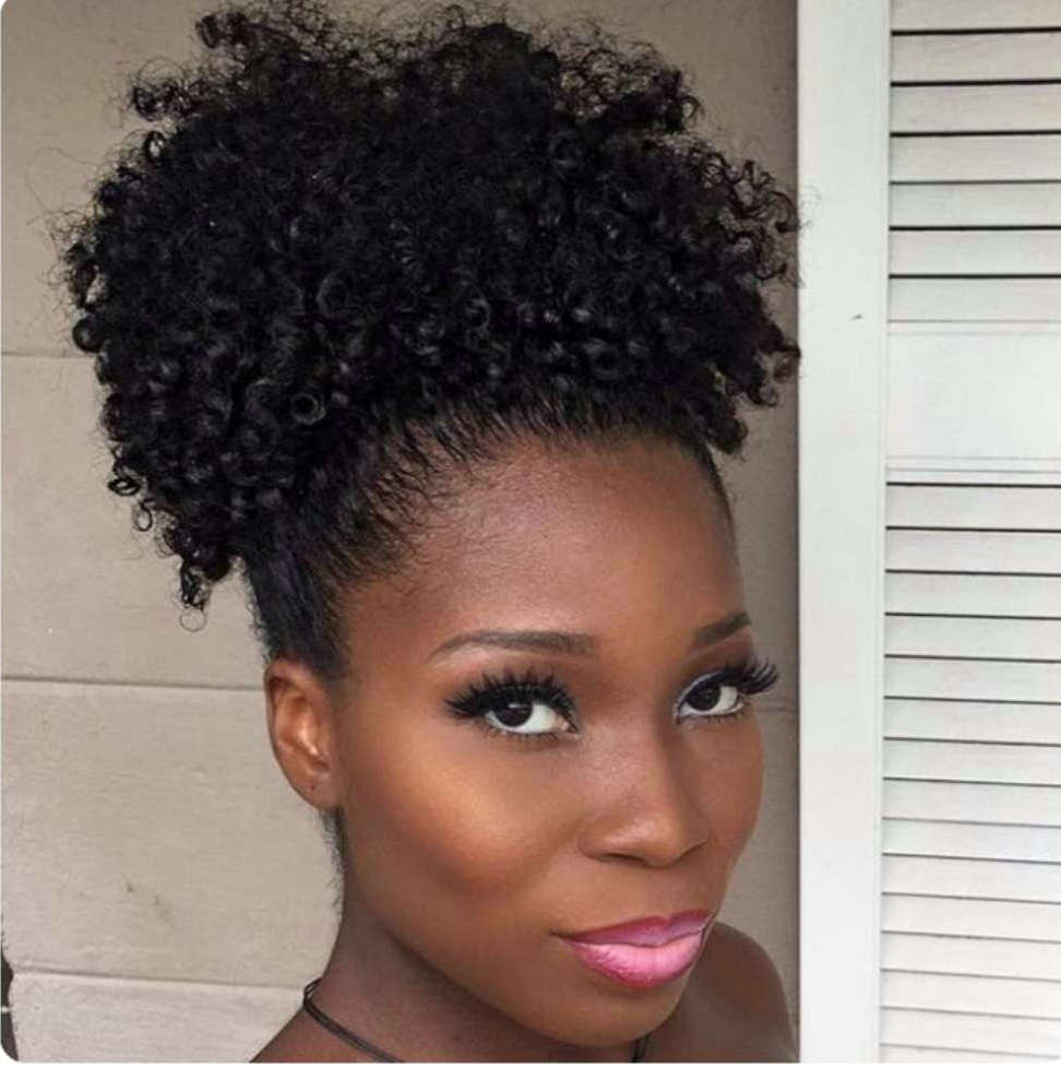 kinky curly ponytail human hair drawstring ponytail clip in brazilian hair afro puff bun hair extension