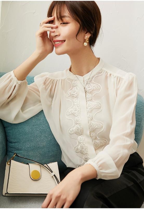 Women Shirt Black White Top Embroidered Silk Shirt Women 2020 Spring /Summer New Loose 100% Silk
Women Shirt Black White Top Embroidered Silk Shirt Women 2020 Spring /Summer New Loose 100% Silk