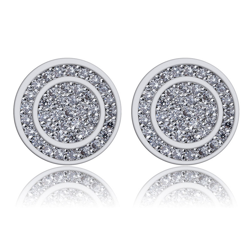 Hip Hop Screwback Stud Earrings Cylinder Shape Shining White Zircon Dangle Earrings Gold Plated Vintage Geometric Jewelry