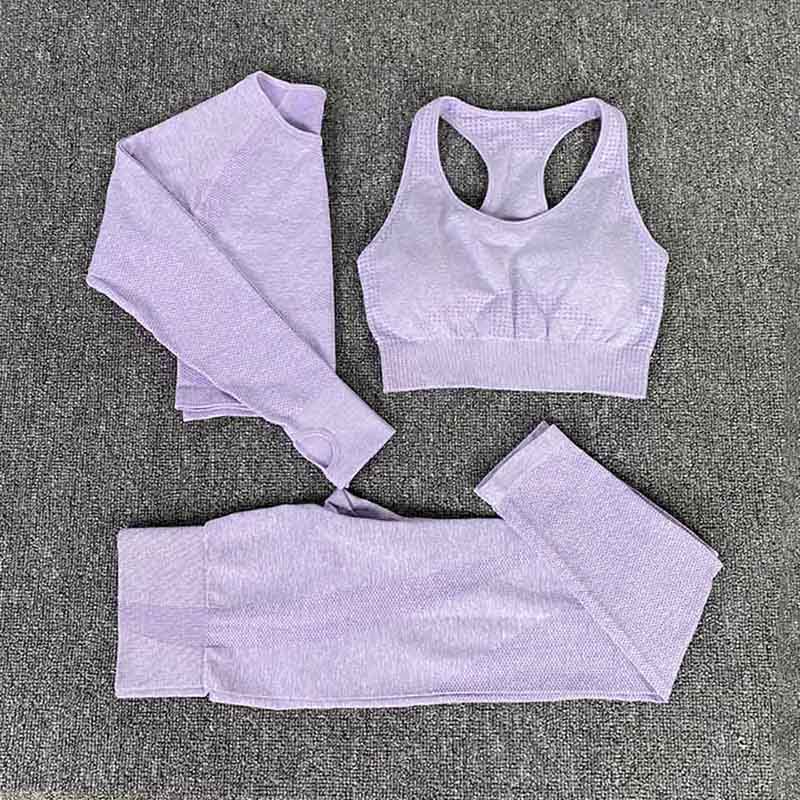 3pcs Seamless Women Yoga Suit Long Sleeve Crop Top Yoga Bra Shorts Shirts High Waist Running Leggings Workout Sports Set, Purple 3pcs set
3pcs Seamless Women Yoga Suit Long Sleeve Crop Top Yoga Bra Shorts Shirts High Waist Running Leggings Workout Sports Set, Purple 3pcs set