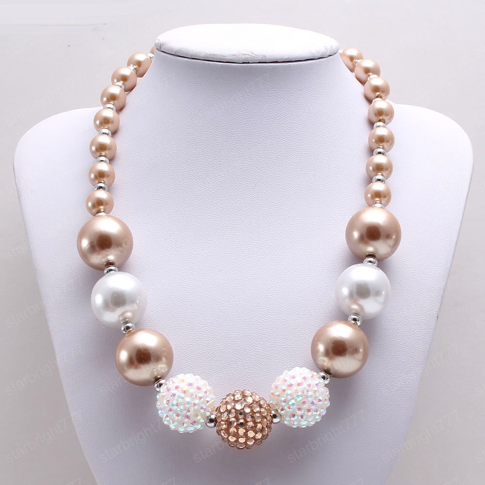 Adorable Baby Girls Chunky Beads Necklace Fashion Kids Child Toddler Bubblegum Beaded Necklace Charm Chunky Jewelry