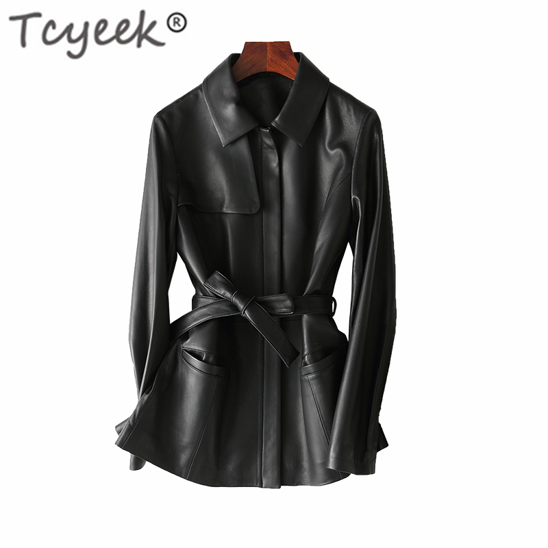 Tcyeek Genuine Leather Jacket Women Moto Jacket + Belt Real Sheepskin Coat Female Autumn Slim Long Outwear Winter Clothes LR1937, Red
Tcyeek Genuine Leather Jacket Women Moto Jacket + Belt Real Sheepskin Coat Female Autumn Slim Long Outwear Winter Clothes LR1937, Red