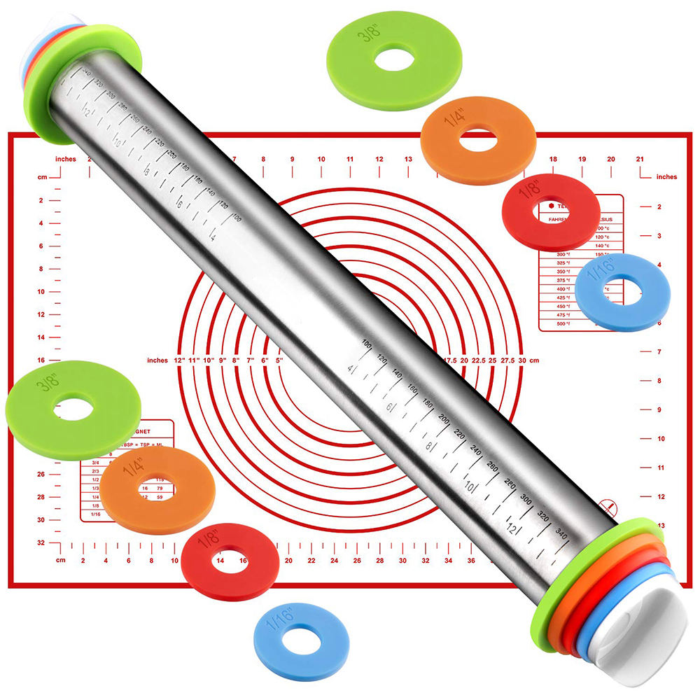 Stainless steel 17 inch adjustable rolling pin pastry board detachable ring dough fondant drum baking bread baking tray home bakery baking
Stainless steel 17 inch adjustable rolling pin pastry board detachable ring dough fondant drum baking bread baking tray home bakery baking