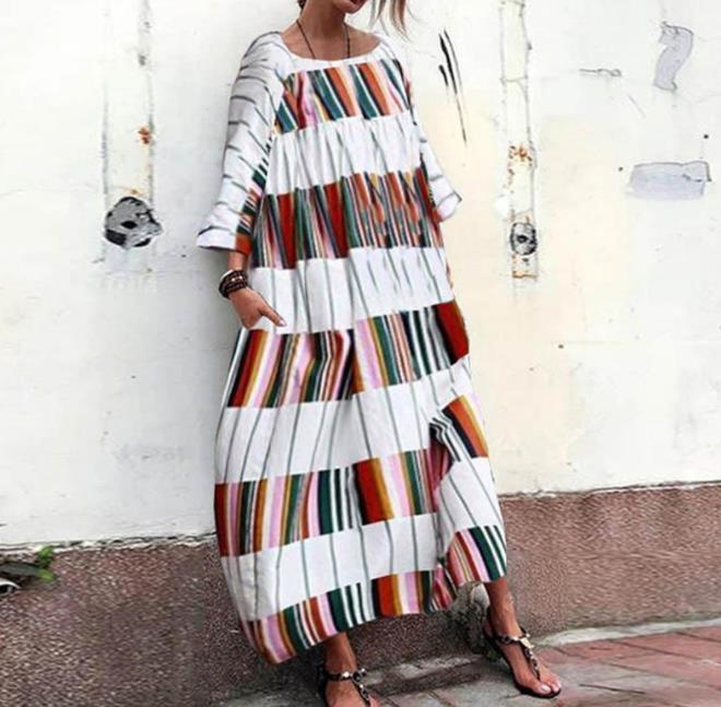 women clothing color strip long cotton dress new casual street hipsters sleeves skirt wild dress, Customize
women clothing color strip long cotton dress new casual street hipsters sleeves skirt wild dress, Customize