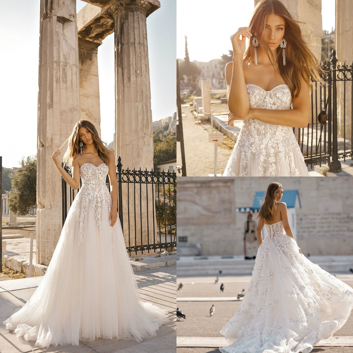Berta Bohemian Dresses Sweetheart A e Appliques Sweep Train Belt Beach Wedding Dress Custom Made Garden Country Bridal Gown