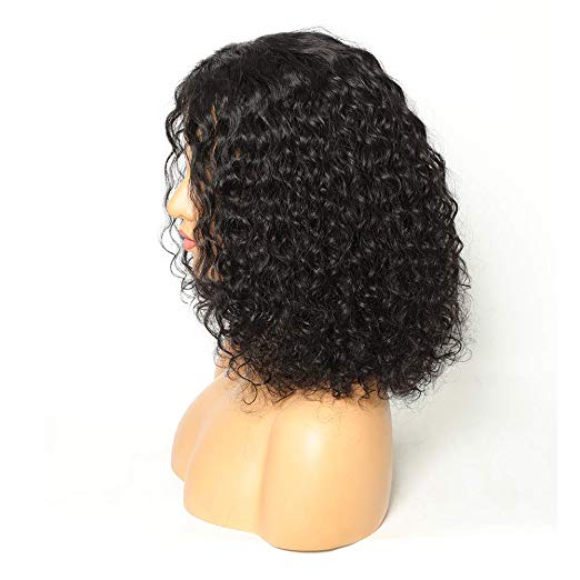 Short Curly bob Brazilian Lace Front Human Hair Wigs Glueless 360 FULL Lace human Wig for Black Women (10 inch, 150%density