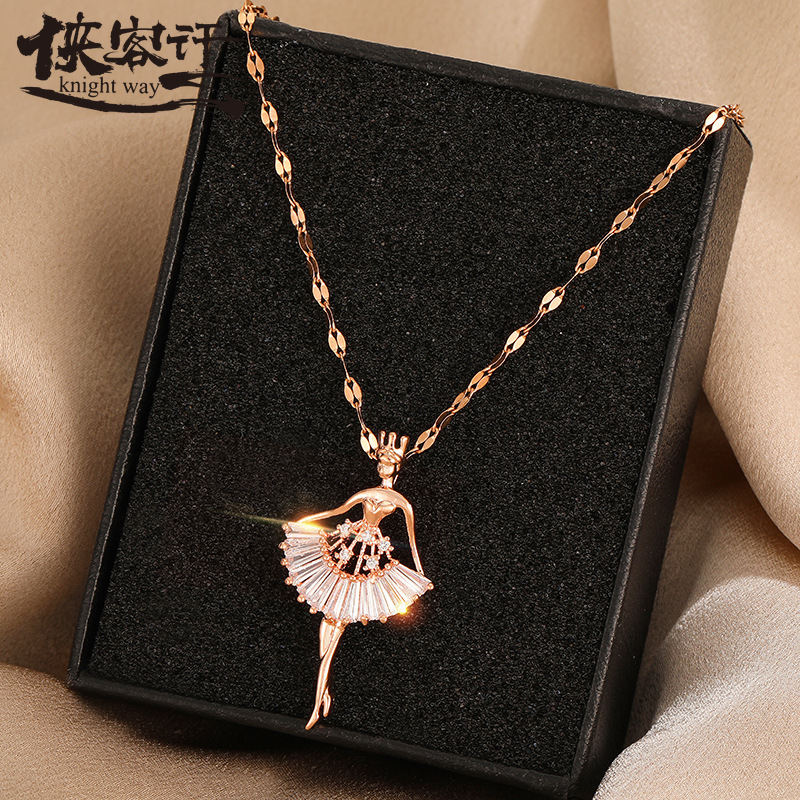 Chains Korean Version Of Titanium Steel Ballet Girl Necklace Design Rose Gold Lips Chain Beautiful Temperament Personalized
Chains Korean Version Of Titanium Steel Ballet Girl Necklace Design Rose Gold Lips Chain Beautiful Temperament Personalized