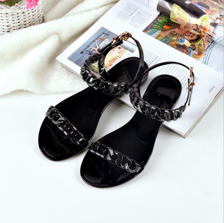 2020 New Summer Plastic chain beach shoes candy color jelly sandals chain flat bottomed out sandals, Black
2020 New Summer Plastic chain beach shoes candy color jelly sandals chain flat bottomed out sandals, Black