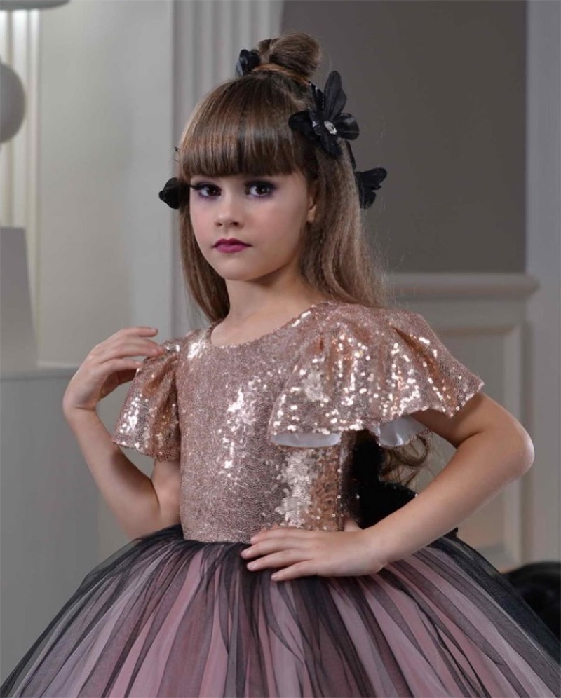 Saudi Arabia First Holy Communion Cap Sleeve Pageant Dresses Ball Gown Sweep Train wer Girl Dress