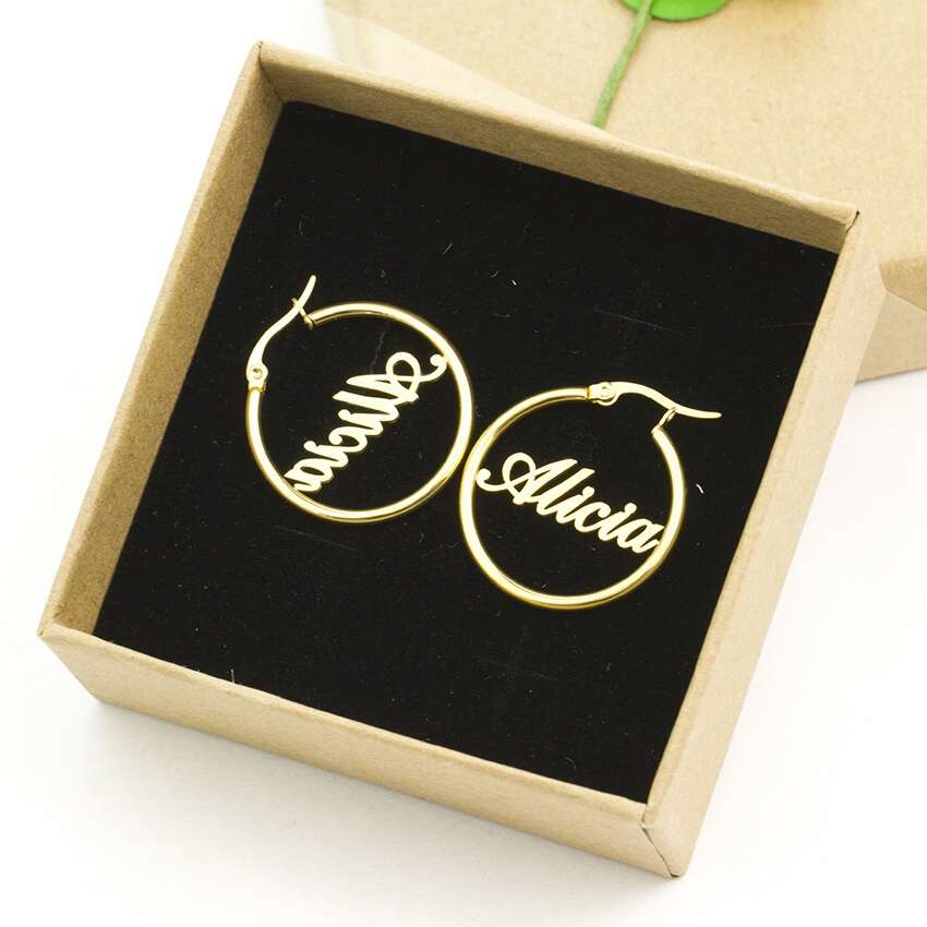 custom name hoop earrings for women luxury designer diy letter earrings customize letters gold hoops jewelry family friends couple