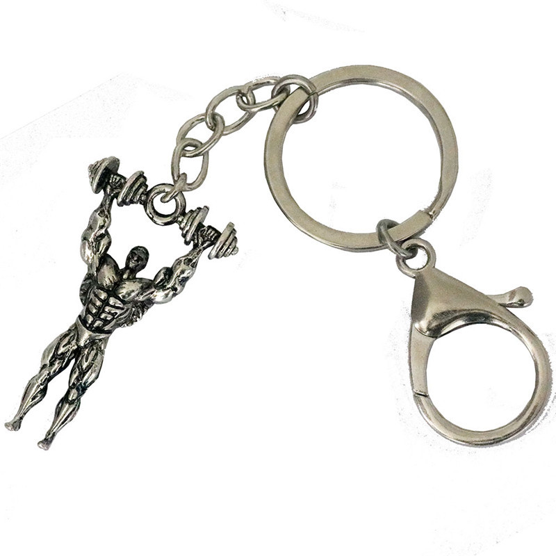 2019 Fashion muscle male dumbbell weightlifting exercise key chain creative man car key chain pendant