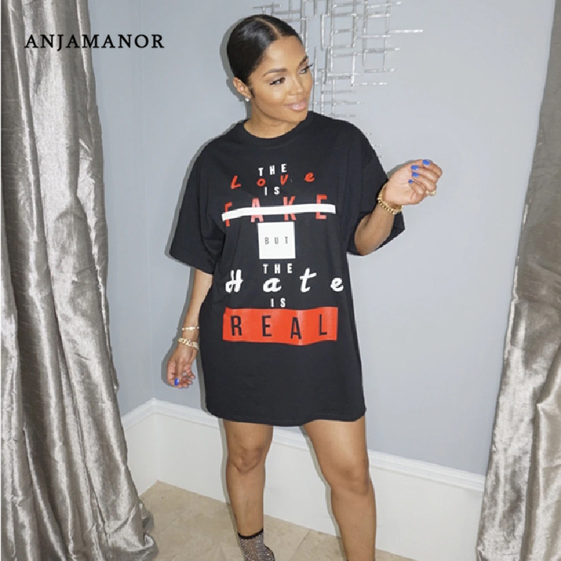 ANJAMANOR Fashion Letter Slogan Print Teeshirt Dress Short Summer Dresses for Women Clothes Casual Loose T Shirt D74-AC22, Black;gray
ANJAMANOR Fashion Letter Slogan Print Teeshirt Dress Short Summer Dresses for Women Clothes Casual Loose T Shirt D74-AC22, Black;gray
