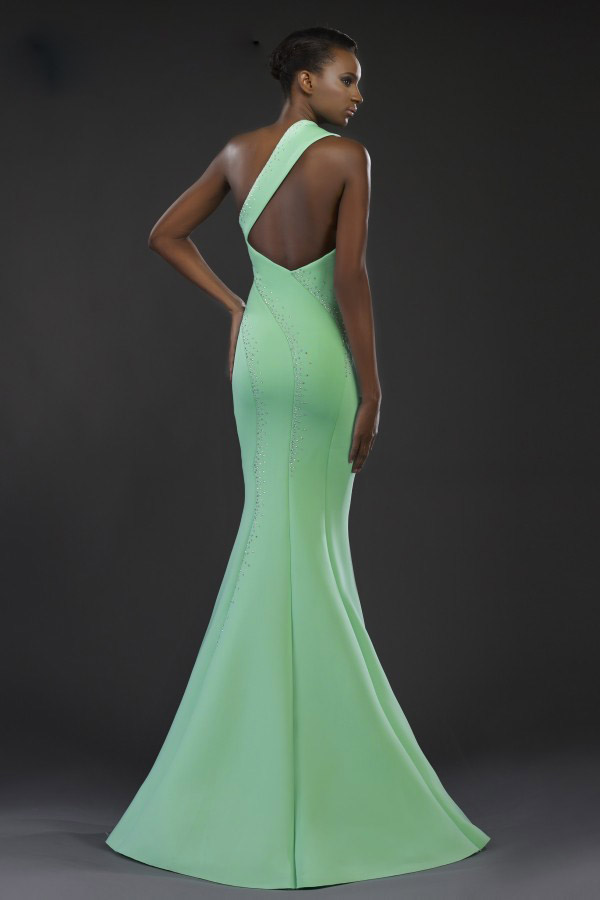 Elegant Janique Mermaid Mother of The Bride Dresses One Shoulder Hollow Crystal Plus Size Wedding Guest Dress Sweep Train Evening Gowns