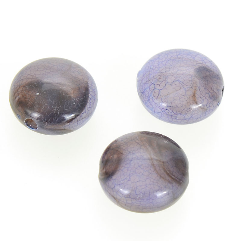 50 Pcs 10x17mm Flat Round Loose Bead Crackle Acrylic Beads Crackled Turquoise Bead For DIY Jewelry Making Accessories