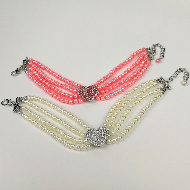 Bling Rhinestone Puppy Cat Collars Adjustable Heart Kitten Collar for Small Medium Dogs Cats Chihuahua Pug Yorkshire Pet Jewelry