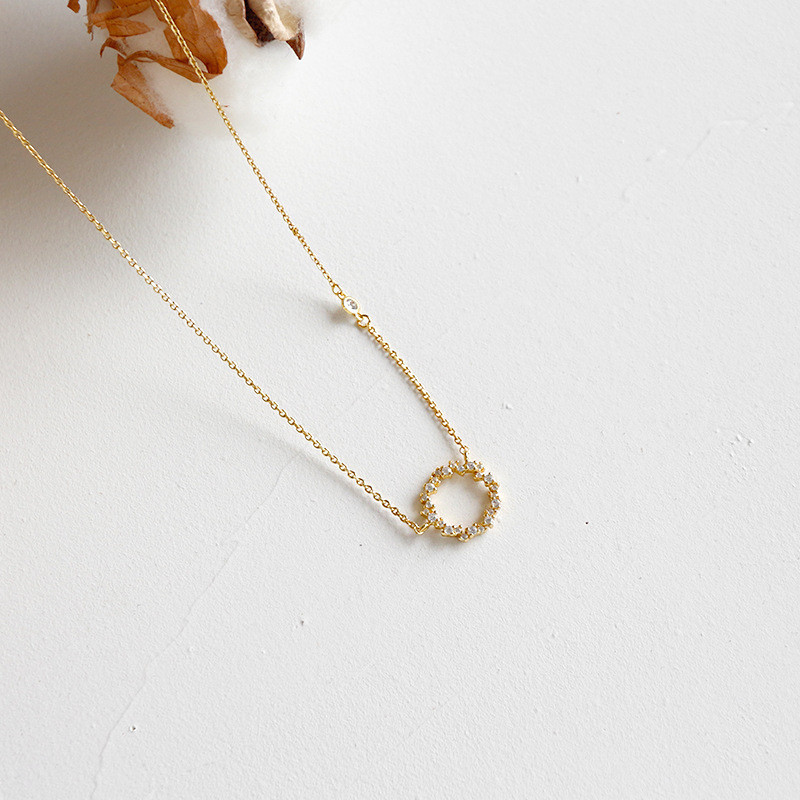 Zircon Choker Necklaces 100% 925 Sterling Silver Zircon Hollow Round Circle Collar Necklace Wedding Party Gifts For Women