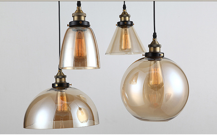 Modern Industrial Glass Chandelier Vintage Hanglamp Stained Smoky Glass Ceiling Suspension Chandelier Lighting Fixture