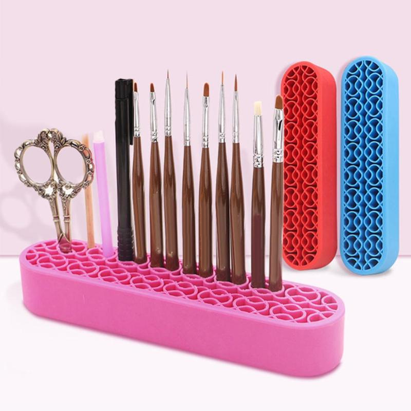 Silicone Nail Pen Holder Makeup Brush Display Stand Storage Case Desk Organizer