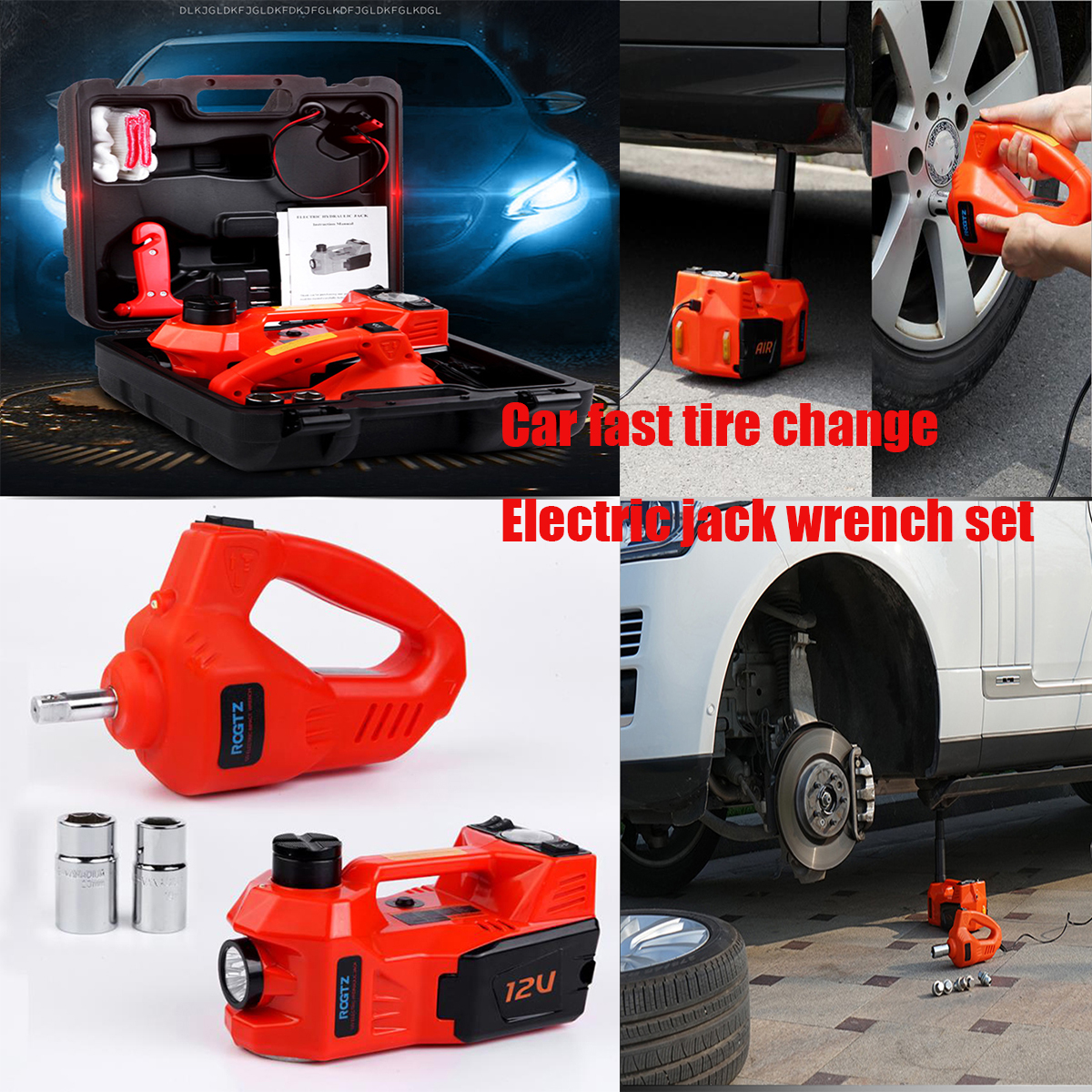 

Car Emergency Kit Electro-hydraulic Jack Electric Impact Wrench Inflator Safety Hammer Suit