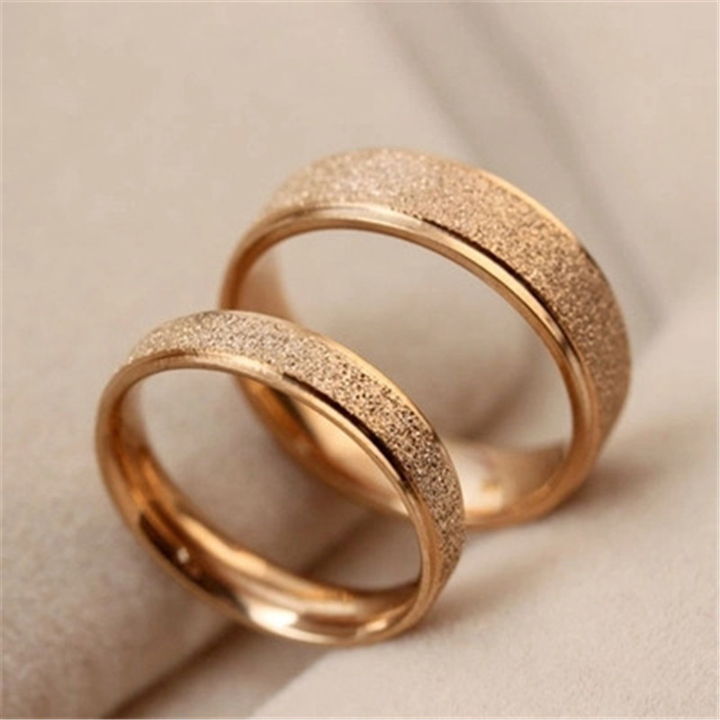 Stainless Steel Dull Polish Ring Band Rose Gold Frosted Engagement Wed Rings Women Men Fashion Fine Jewelry Will and Sandy