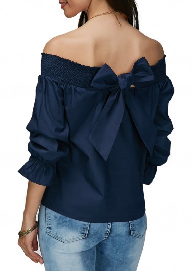 2018 Summer Elegant Women's Blouses Shirts Sleeve Bow Slash Neck Off Shoulder Tops Casual Loose Blusas For Female, Blue
2018 Summer Elegant Women's Blouses Shirts Sleeve Bow Slash Neck Off Shoulder Tops Casual Loose Blusas For Female, Blue
