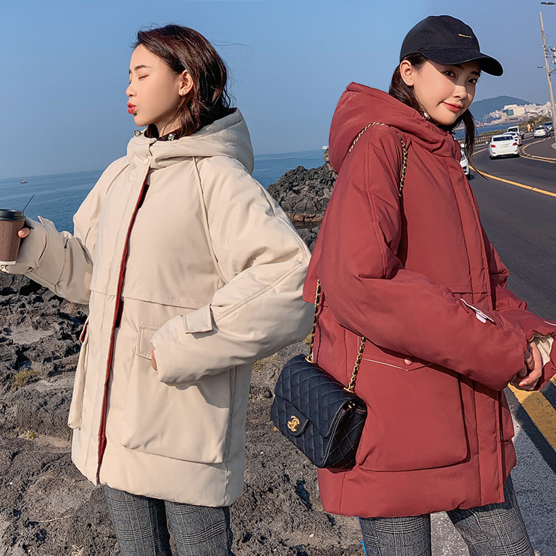 Winter new women's long section fashion loose thick down jacket cotton coat size XS-XL, Creamy-white
Winter new women's long section fashion loose thick down jacket cotton coat size XS-XL, Creamy-white