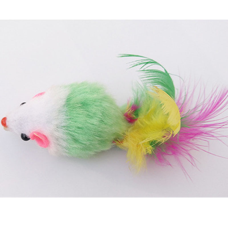 Colorful Feather Grit Small Mouse Cat Toy For Cat Feather Funny Playing Pet Cat Small Animals feather funny Toys Kitten Pet supplies