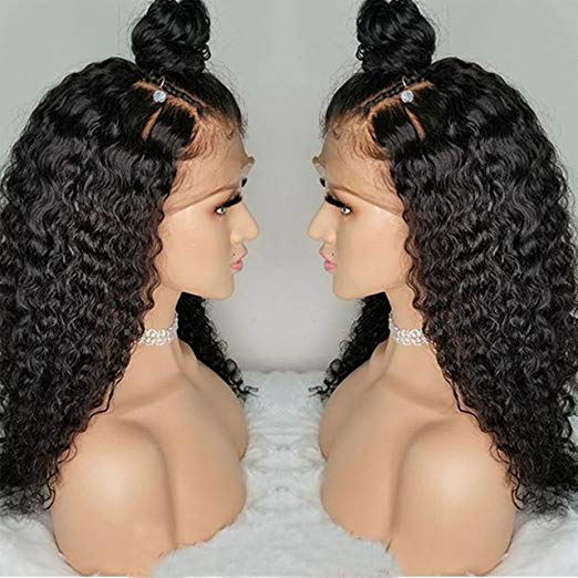 360 Lace Frontal Wig 150% Density Pre-Plucked Hairline 360 Lace Front Brazilian Remy Human Hair Wig Curly Hair Wig for Black Women