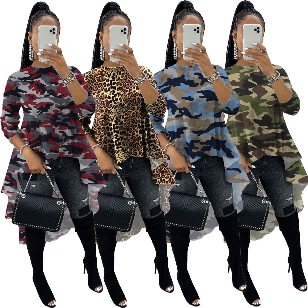 Spot T-Shirt European-style spring and summer fashion printing round neck long-sleeved casual top support mixed batch