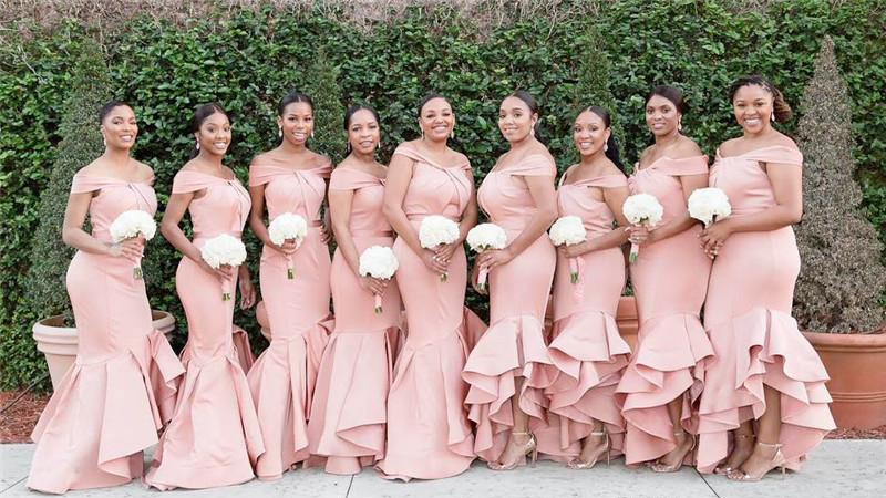 2019 New Pink Bridesmaid Dress Cheap Off Shoulder Summer Country Garden Formal Wedding Party Guest Maid of Honor Gown Plus Size Custom Made