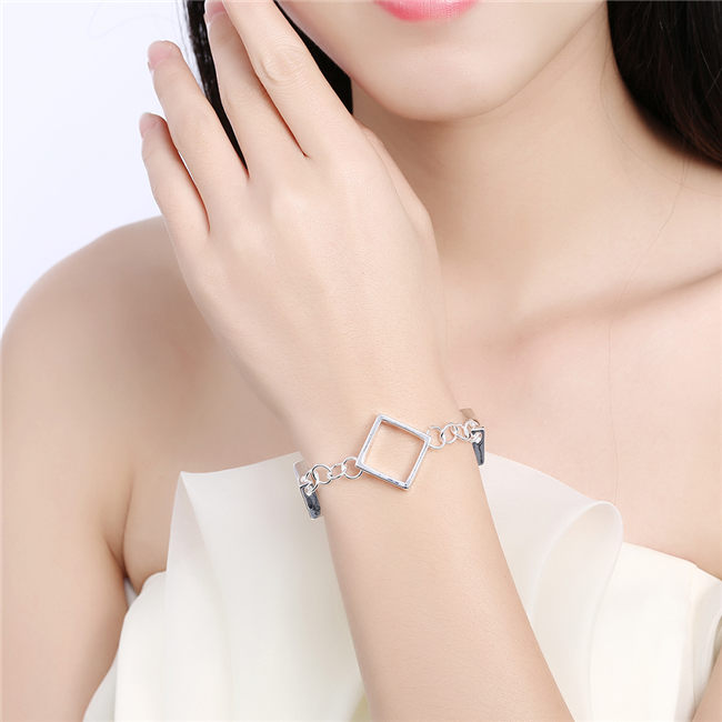 Hot sale best gift 925 silver Full Quartet grid bracelets DFMCH204,fashion 925 sterling silver plated Chain link bracelets high grade