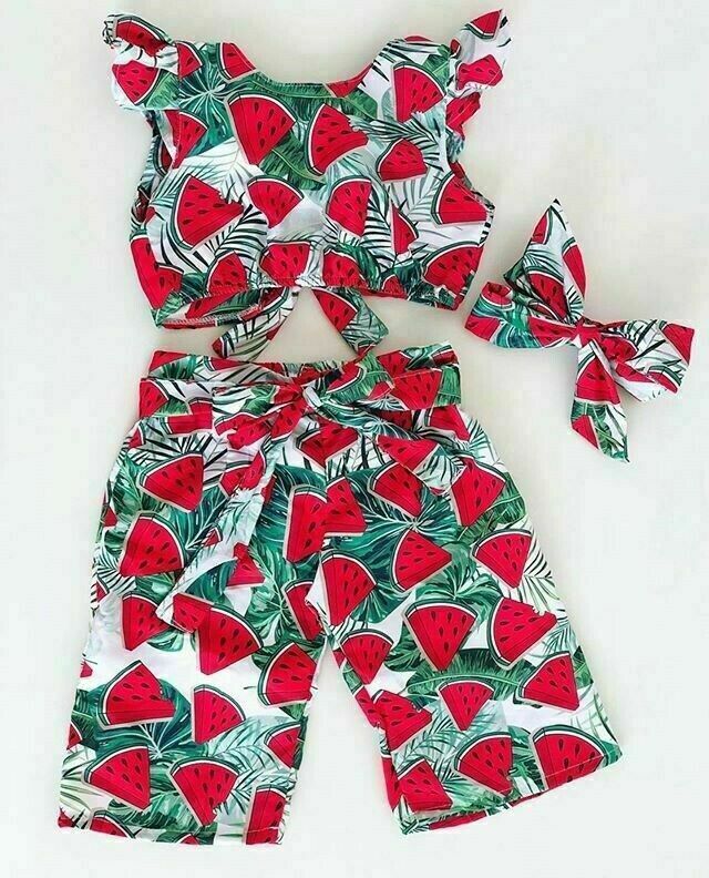Toddler Kids Baby Girls Clothes V-neck Ruffle sleeveless Tops Bandage Watermelon print Pants bow Headband 2pc newborn Outfits, As pic
Toddler Kids Baby Girls Clothes V-neck Ruffle sleeveless Tops Bandage Watermelon print Pants bow Headband 2pc newborn Outfits, As pic