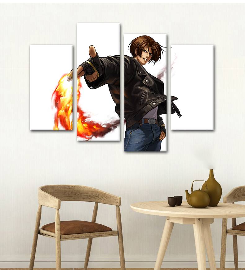 4pcs/set Unframed The King of Fighters Kyo Kusanagi Anime Poster Print On Canvas Wall Art Picture For Living Room Decoration
