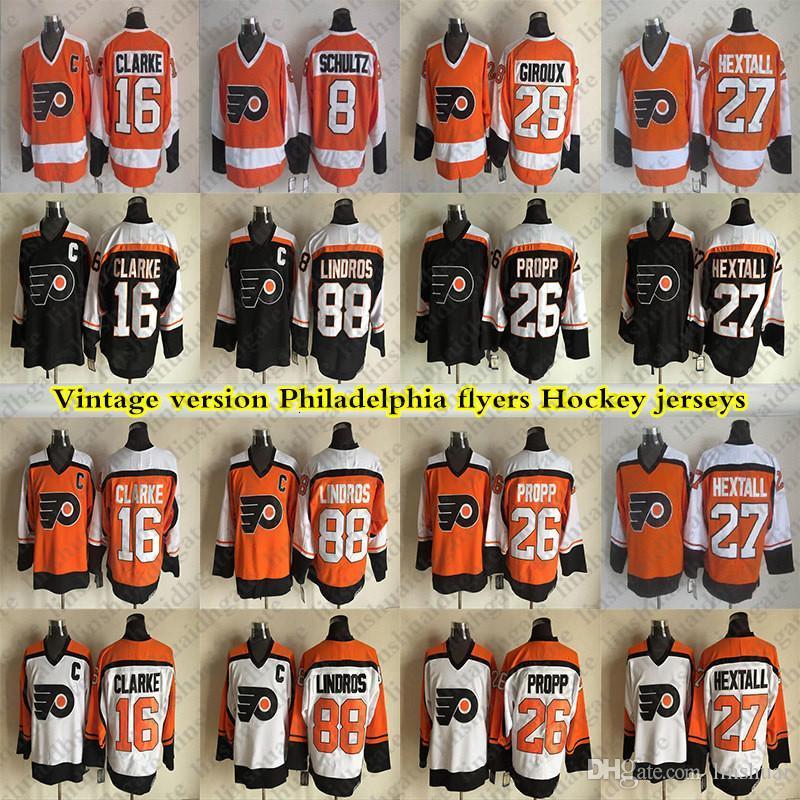Philadelphia flyers Vintage version 28 GIROUX 16 CLARKE 88 LINDROS 27 HEXTALL 26 PROPP Hockey jersey, Black
Philadelphia flyers Vintage version 28 GIROUX 16 CLARKE 88 LINDROS 27 HEXTALL 26 PROPP Hockey jersey, Black