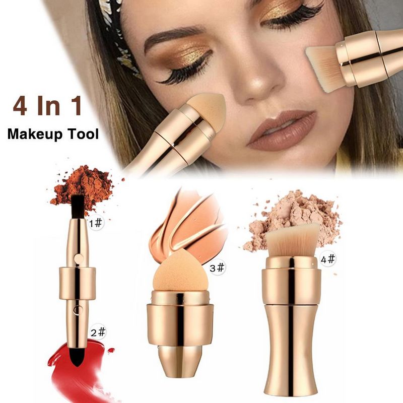 New arrival golden/rose golden Professional Makeup Brushes Eyebrow Eyeliner Concealer Foundation Blush Powder Makeup Tool Cosmetic 4 in 1