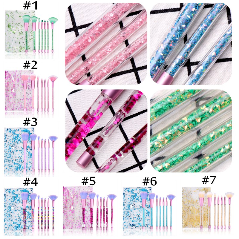 7pcs Mermaid Makeup Brush Set Quicksand Crystal Liquid Handle Cosmetics Brushes Powder Eyeshadow Foundation Make up Tool
7pcs Mermaid Makeup Brush Set Quicksand Crystal Liquid Handle Cosmetics Brushes Powder Eyeshadow Foundation Make up Tool