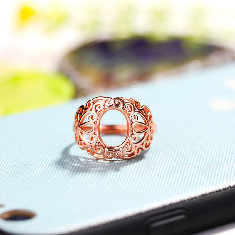 Sterling Silver 925 Engagement Wedding Ring 10x12mm 8x10mm 9x11mm Oval Cabochon Semi Mount Ring Setting Wholesale