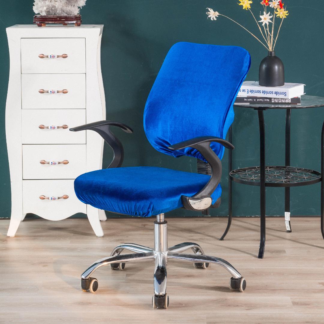 New Silver Velvet Split Office Computer Chair Cover Armchair Back Seat Cover Stretch Rotating Lift Seat Case Without Chair