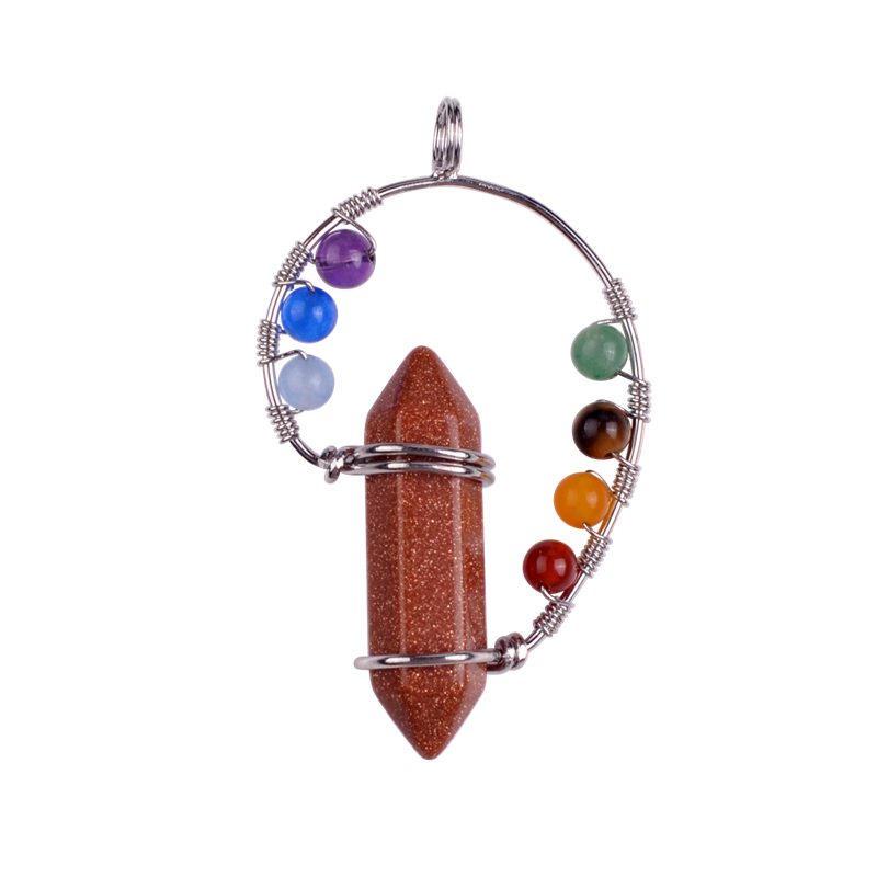 7 Chakra Healing Crystal Hexagon Pointed Necklace Divinity Metaphysical Spirit Green Balance 12PCS/lOT Silver Owl Alloy Gemstone Jewelry